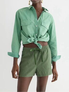 J.Crew Linen Seaside Short in Utility Green